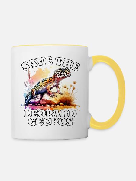 Save Leopardgecko - Tasse zweifarbig - Weiß/Gelb