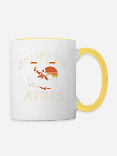 Après Ski Bier Winterspaß Snowboarden - Tasse zweifarbig - Weiß/Gelb