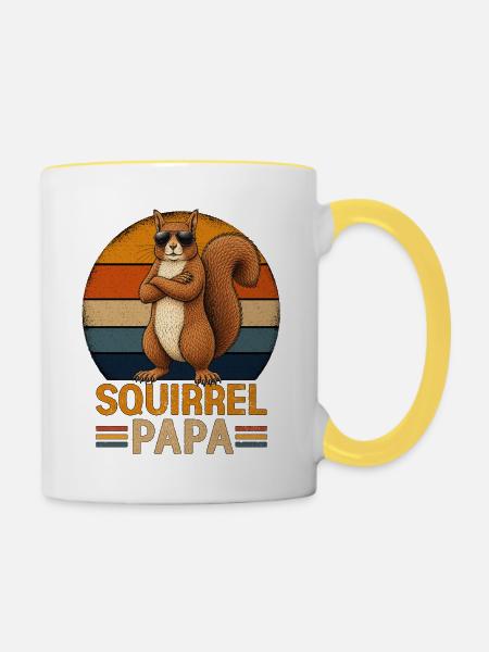 Squirrel Papa - Tasse zweifarbig - Weiß/Gelb