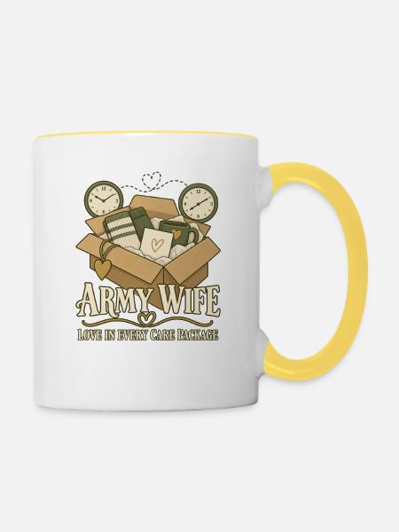 Armee Ehefrau Militär Ehefrau Einsatz - Tasse zweifarbig - Weiß/Gelb
