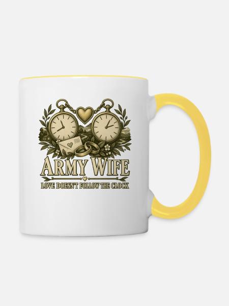 Armee Ehefrau Militär Ehefrau Einsatz - Tasse zweifarbig - Weiß/Gelb