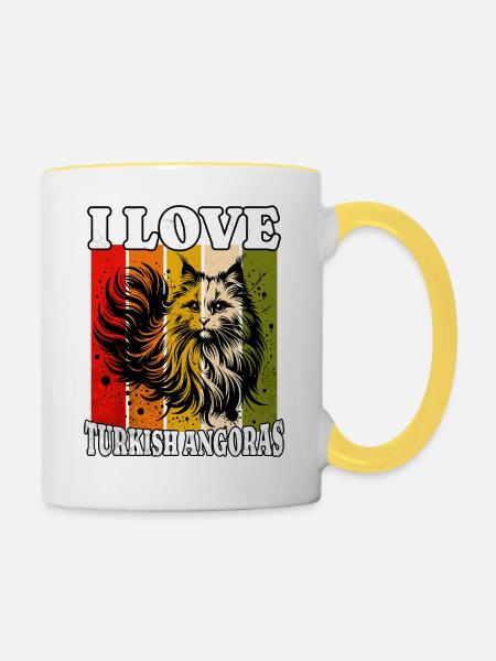 I Love Turkish Angora - Tasse zweifarbig - Weiß/Gelb