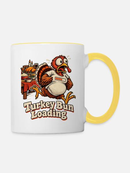Turkey Bun Loading witzige - Tasse zweifarbig - Weiß/Gelb