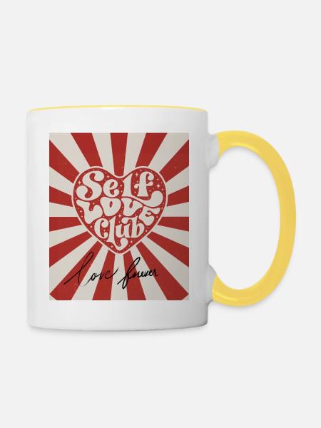 Selbstliebe-Club - Tasse zweifarbig - Weiß/Gelb