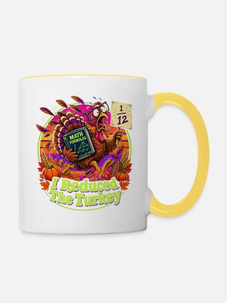 Thanksgiving Mathe Truthahn Panik Nerdwitz - Tasse zweifarbig - Weiß/Gelb