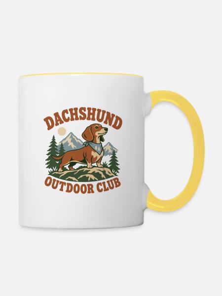 Dachshund Outdoor Club - Tasse zweifarbig - Weiß/Gelb