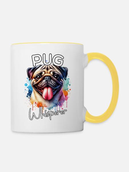 Mops Flüsterer - Tasse zweifarbig - Weiß/Gelb