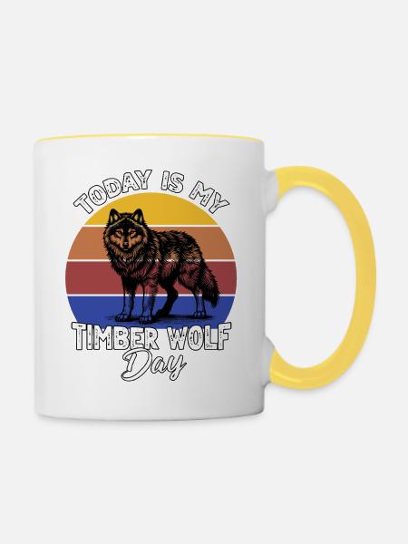 Grauwolf Timber Wolf - Tasse zweifarbig - Weiß/Gelb