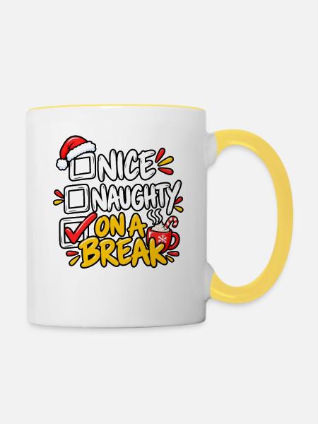 Nice Naughty On a Break - Tasse zweifarbig - Weiß/Gelb