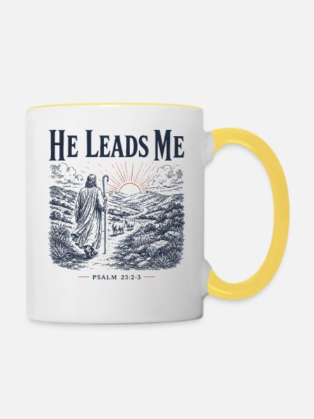 Psalm 23 Hirten-christliches Design - Tasse zweifarbig - Weiß/Gelb