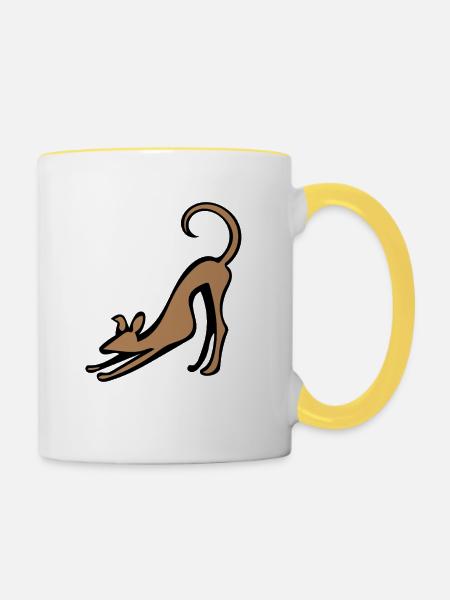 Katzenstrecken-Silhouette - Tasse zweifarbig - Weiß/Gelb