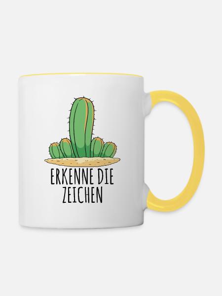 Kaktus - Erkenne die Zeichen - Tasse zweifarbig - Weiß/Gelb