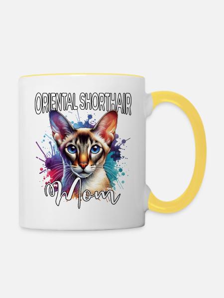 Orientalisch Kurzhaar Mama - Tasse zweifarbig - Weiß/Gelb