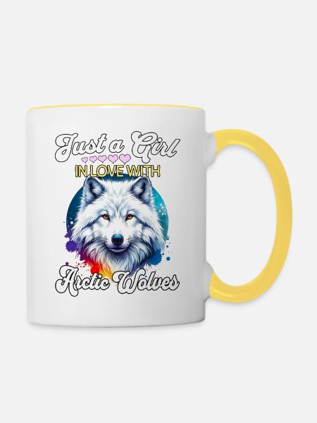 Polarwolf Mädchen Arctic Wolf - Tasse zweifarbig - Weiß/Gelb