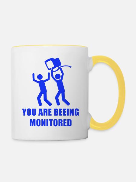 Monitored - Tasse zweifarbig - Weiß/Gelb