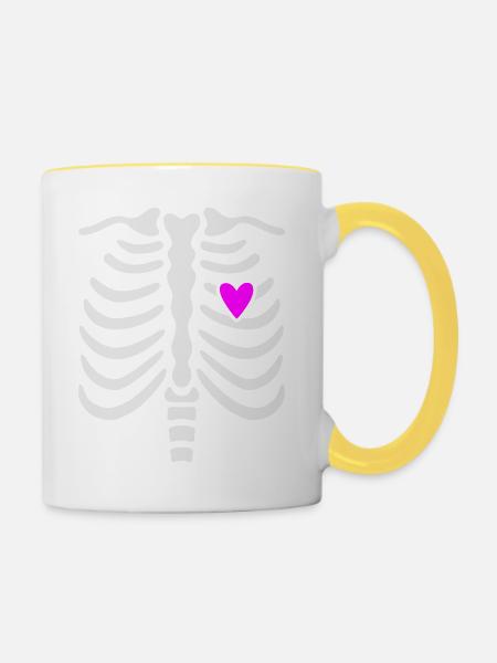 maternity_skeleton_top - Tasse zweifarbig - Weiß/Gelb