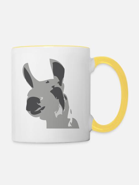 lama - Tasse zweifarbig - Weiß/Gelb