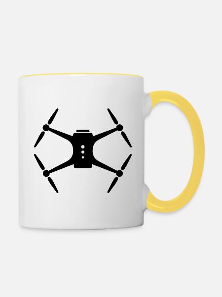 Drohne Quadrokopter Pilot - Tasse zweifarbig - Weiß/Gelb