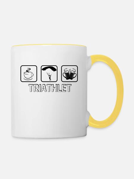 Triathlet Paragliding - Tasse zweifarbig - Weiß/Gelb