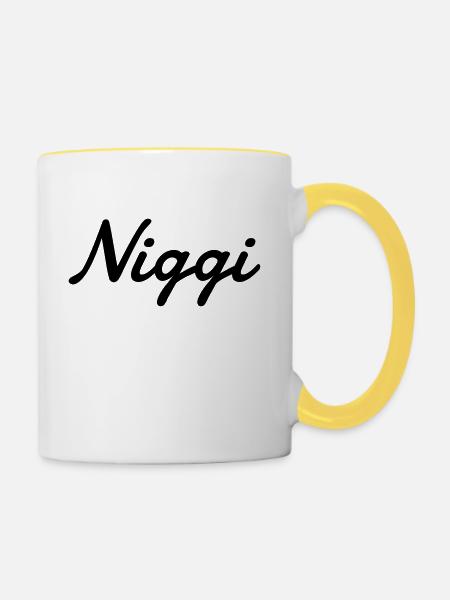 Niggi - Tasse zweifarbig - Weiß/Gelb