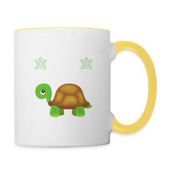 Lieblingstier Schildkröten Motiv Turtle Geschenk - Tasse zweifarbig - Weiß/Gelb - Rechts
