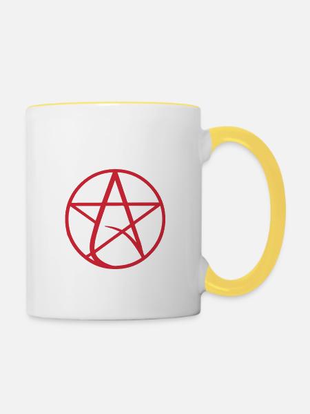 Atheist Anti Relegion Atheismus Agnostiker - Tasse zweifarbig - Weiß/Gelb