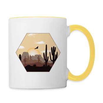 Wüstenlandschaft - Tasse zweifarbig - Weiß/Gelb - Rechts