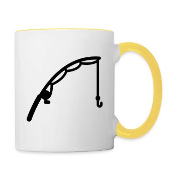 Icône de pêche à la canne à pêche - Mug contrasté - blanc/jaune - Droite