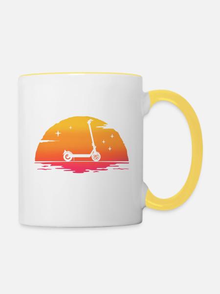 Sonnenaufgang Roller Retro Roller Roller - Tasse zweifarbig - Weiß/Gelb