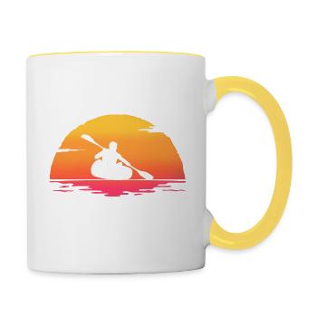 sunrise canoë canoéiste kayak pagayer kayakiste - Mug contrasté - blanc/jaune - Droite