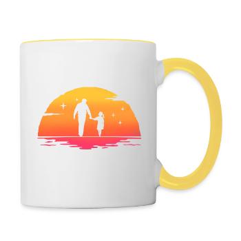 sunrise dad and daughter gift father and daughter - Contrasting Mug - white/yellow - Right