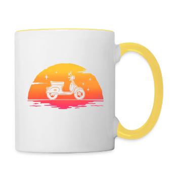 sunrise scooter cyclomoteur - Mug contrasté - blanc/jaune - Droite