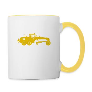 j'peux pas j'ai niveleuse t-shirt chantier - Mug contrasté - blanc/jaune - Droite