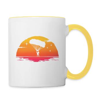 sunrise parapente parachute t-shirt paragliding - Mug contrasté - blanc/jaune - Droite