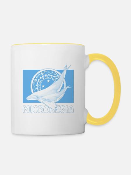 Flagge Mikronesiens und Buckelwale - Tasse zweifarbig - Weiß/Gelb