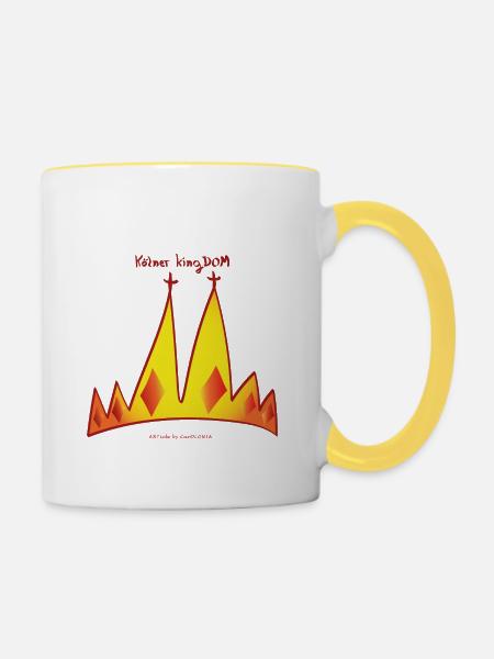 Kölner kingDOM #Wortspiellustration - Tasse zweifarbig - Weiß/Gelb