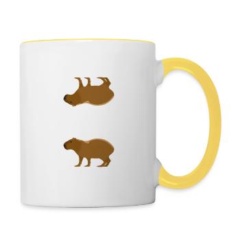 Copybara - Capybara Wortspiel - Copy Paste - Tasse zweifarbig - Weiß/Gelb - Rechts
