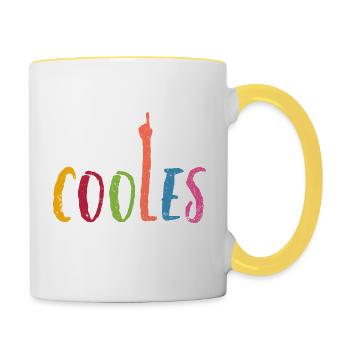 Schulkind - Einschulung - Erstklässler - Tasse zweifarbig - Weiß/Gelb - Rechts