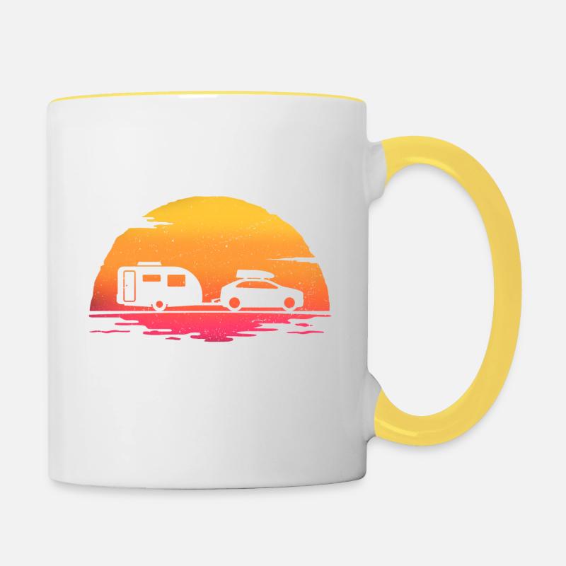 Sunrise caravan caravanning - Contrasting Mug - white/yellow
