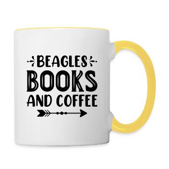 Beagles books and coffee - Tasse zweifarbig - Weiß/Gelb - Rechts