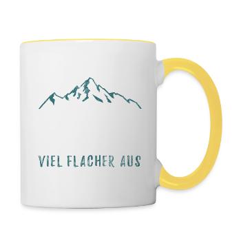 Ziemlich steil hier, sah auf der Karte flacher aus - Tasse zweifarbig - Weiß/Gelb - Rechts