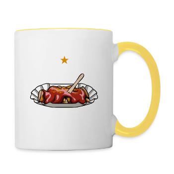 Team Currywurst - Fast Food - Spruch - Tasse zweifarbig - Weiß/Gelb - Rechts