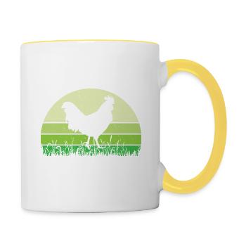 Hahn - Tasse zweifarbig - Weiß/Gelb - Rechts