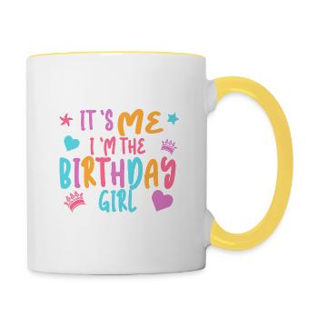Geburtstagskind - Tasse zweifarbig - Weiß/Gelb - Rechts