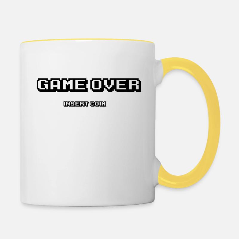 Game over insert coin - Contrasting Mug - white/yellow