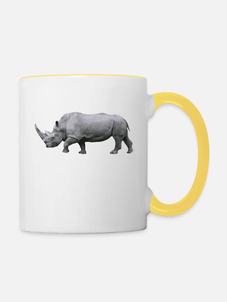 Rhinozeros - Tasse zweifarbig - Weiß/Gelb