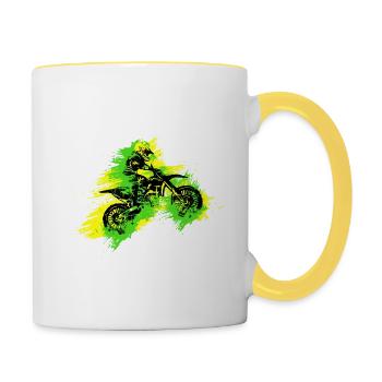 Coureur motocross - Mug contrasté - blanc/jaune - Droite