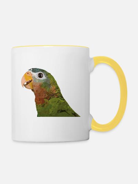 Amazonas mit gelber Rechnung - Tasse zweifarbig - Weiß/Gelb