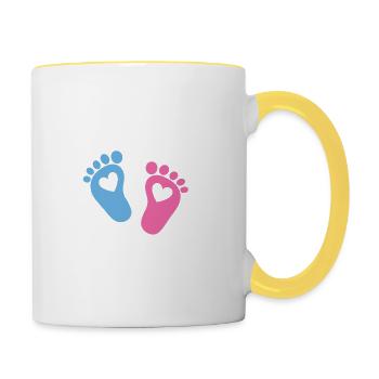Babyfusse avec des cœurs - Mug contrasté - blanc/jaune - Droite