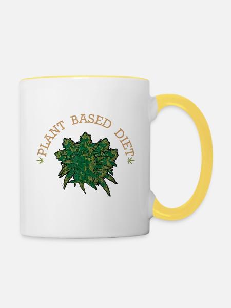 Cannabis Hanf THC 420 Diät - Tasse zweifarbig - Weiß/Gelb